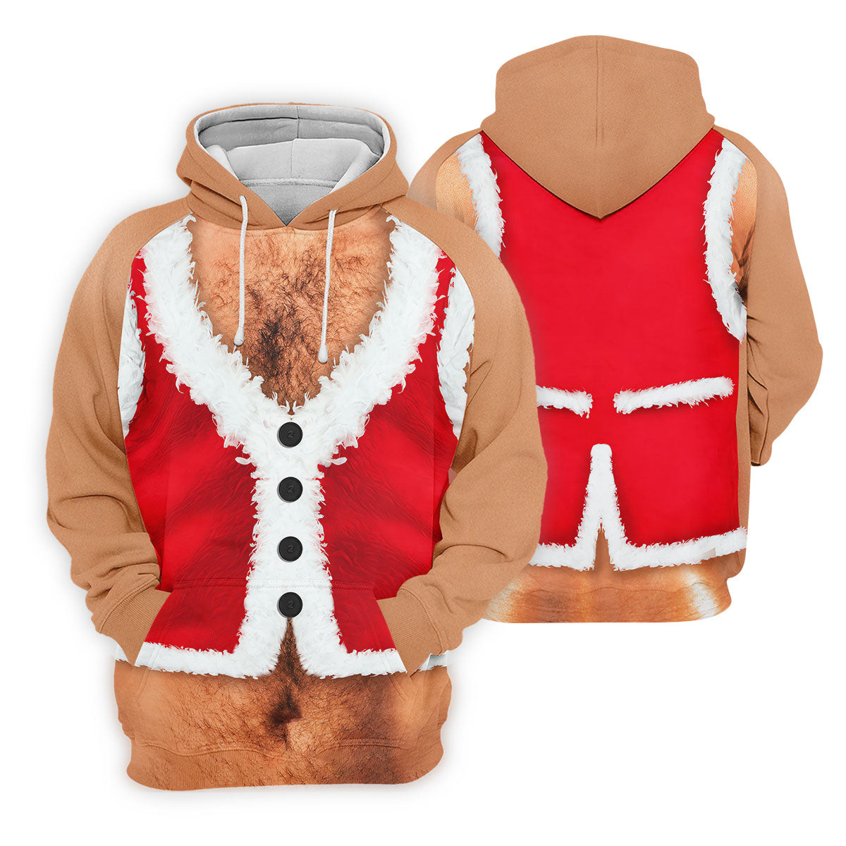 Hairy Chest Santa Print Christmas Golf Shirt, Mens Golf Polo, Golf Shirts For Men