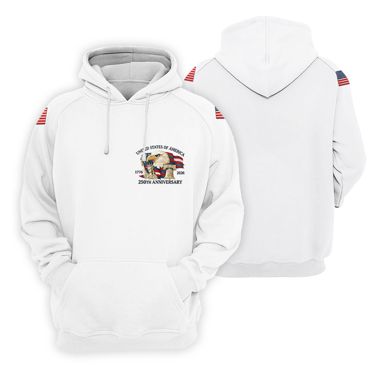 Bald Eagle American Flag 250 Years White Golf Shirt, Patriotic 4th Of July Golf Shirt For Women