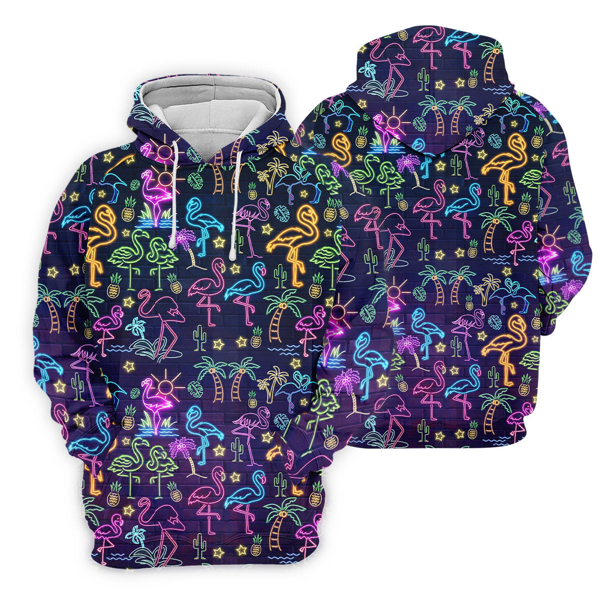 Neon Flamingo Tropical Night Golf Shirt, Women’s Golf Polo, Hawaiian Golf Shirt, Ladies Golf Tops