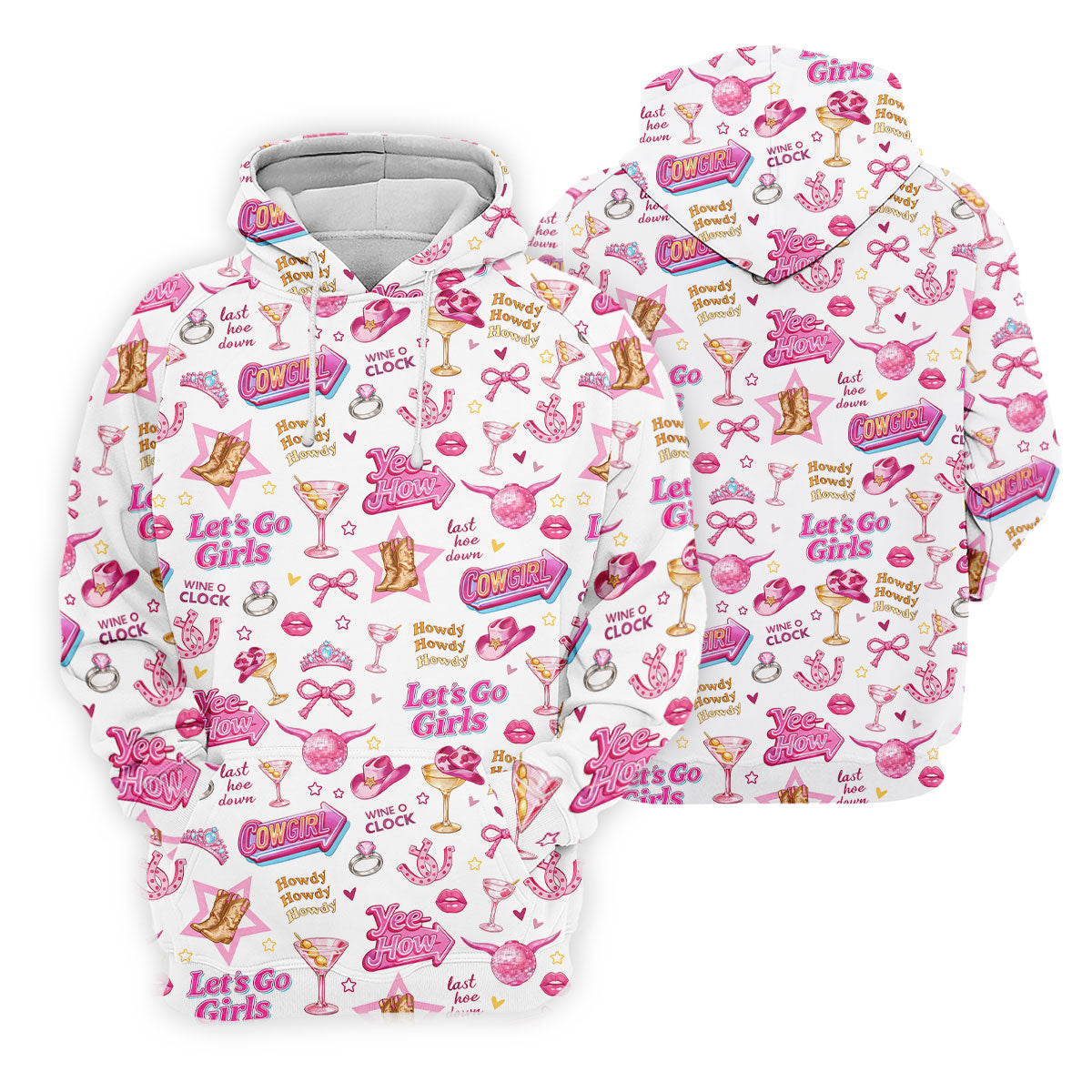 Pink Cowgirl Western Party Icons Golf Polo Shirt, Golf Shirts For Men, Mens Golf Apparel