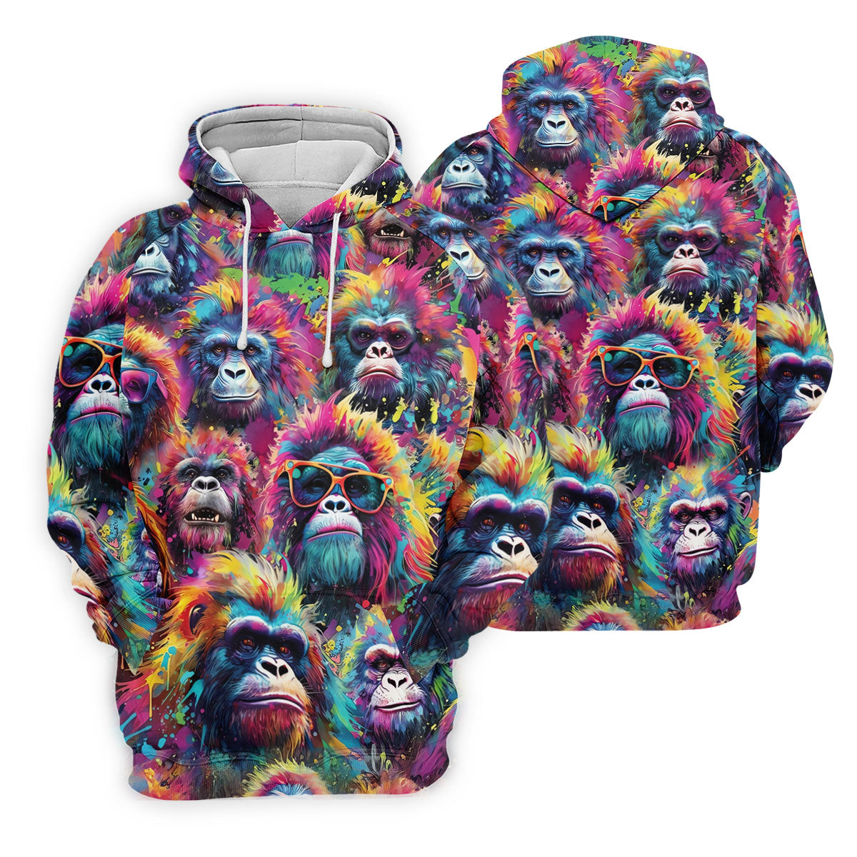 Street Art Style Cool Gorilla Hawaiian Golf Shirt, Tropical Theme Golf Shirt For Women