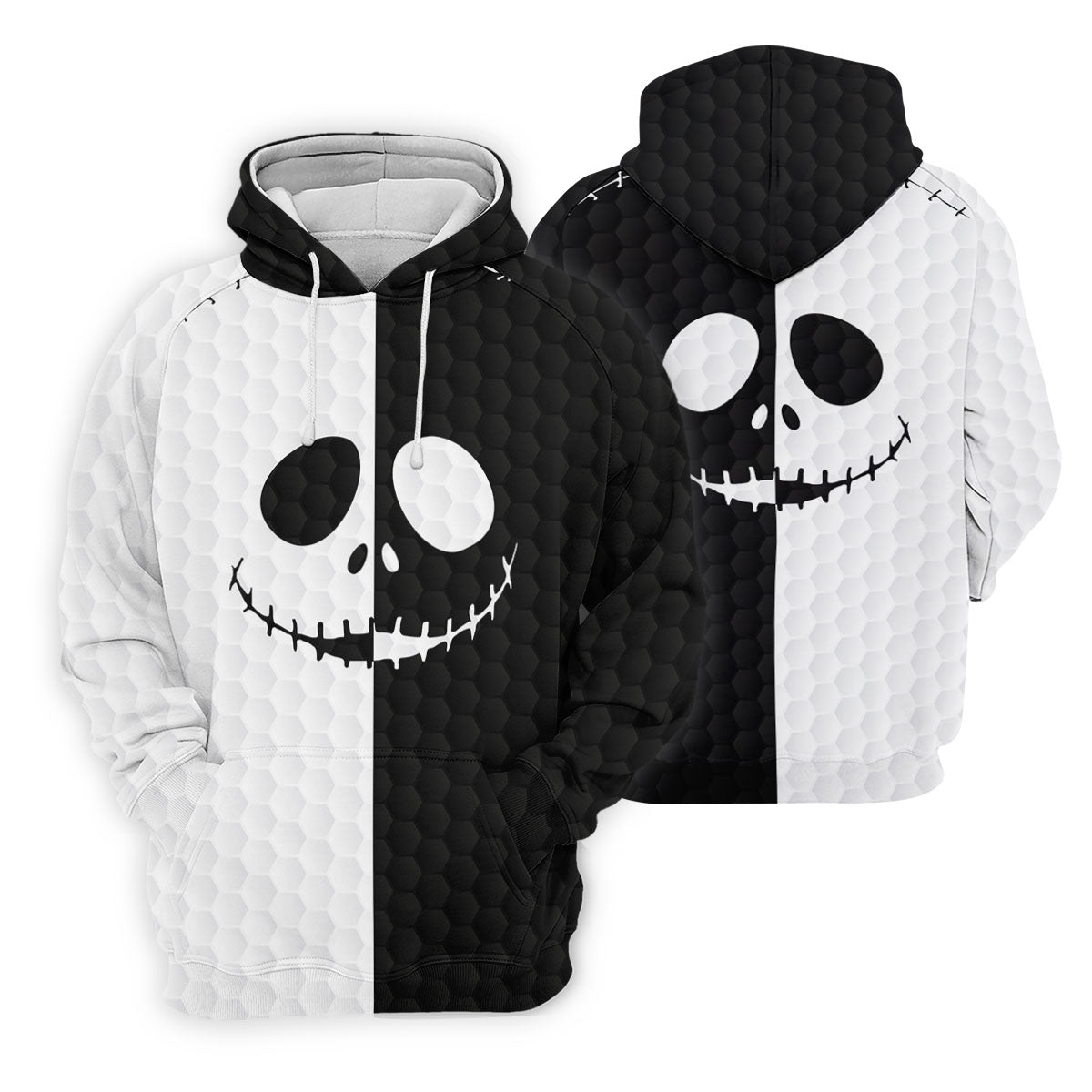 Black White Skull Face Halloween Golf Polo Shirt, Womens Golf Tops, Hawaiian Golf Shirt