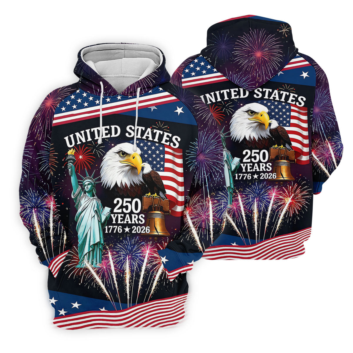 250 Years American Symbols US Flag Golf Shirt, Patriotic 4th Of July Golf Shirt For Women