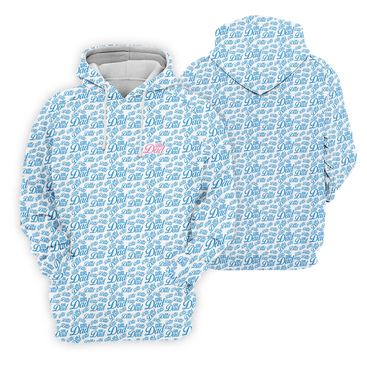 Blue Girl Dad All Over Print Golf Polo Shirt, Printed Golf Shirts, Golf Apparel For Men