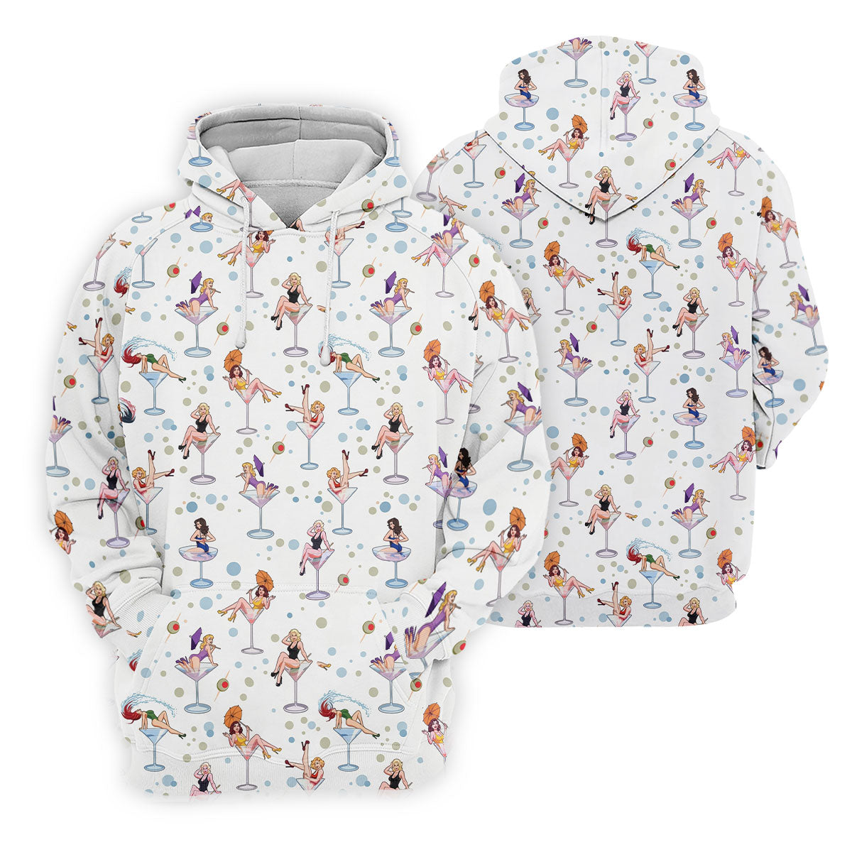 Retro Pin Up Martini Cocktail Hawaiian Golf Shirt, Ladies Golf Shirts, Performance Golf Shirt