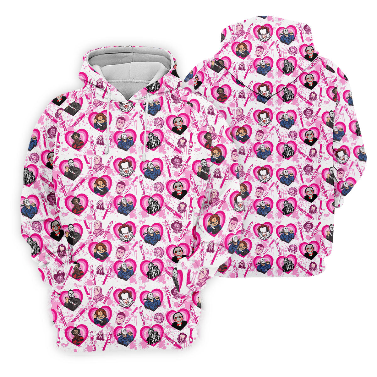 Pink Horror Character Pattern Golf Polo Shirt for Women Halloween Golf Apparel Ladies Golf Shirts