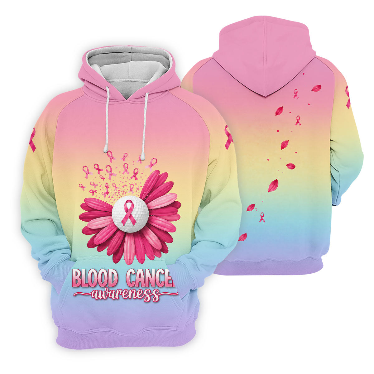 Blood Cancer Awareness Flower Golf Polo Shirt, Mens Golf Shirts, Golf Apparel For Men