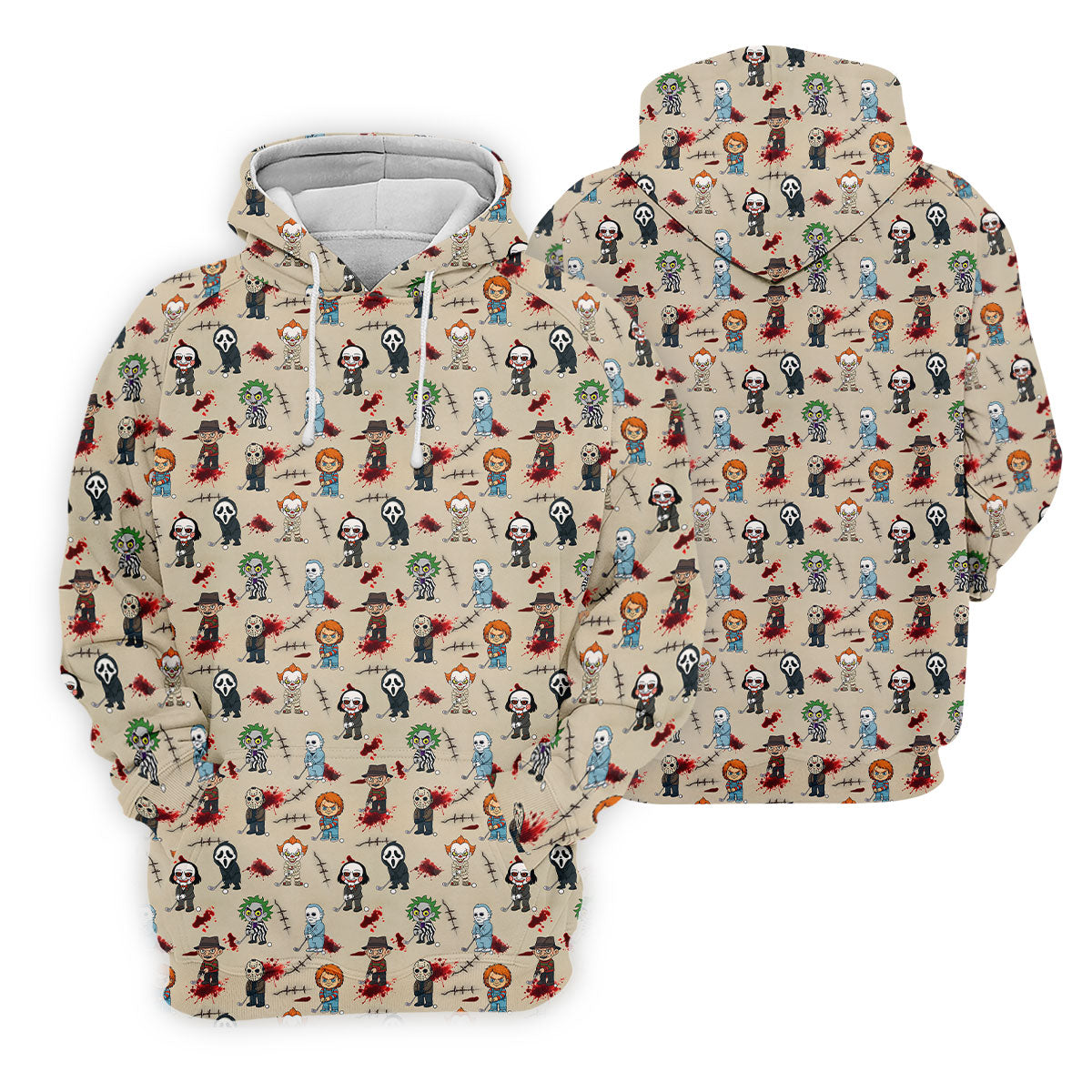 Cute Horror Character Golf Pattern Polo Shirt, Womens Golf Polo, Ladies Golf Shirts