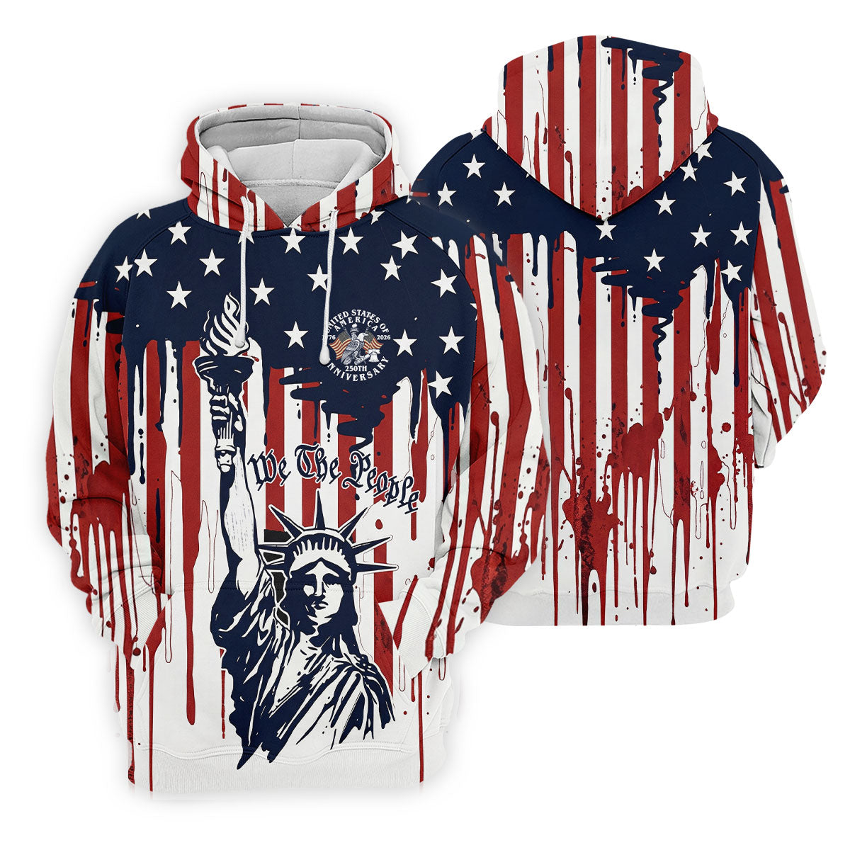 We The People 250 Years Statue Of Liberty And Flag Pattern Patriotic Golf Shirt, Golf Shirt For Women