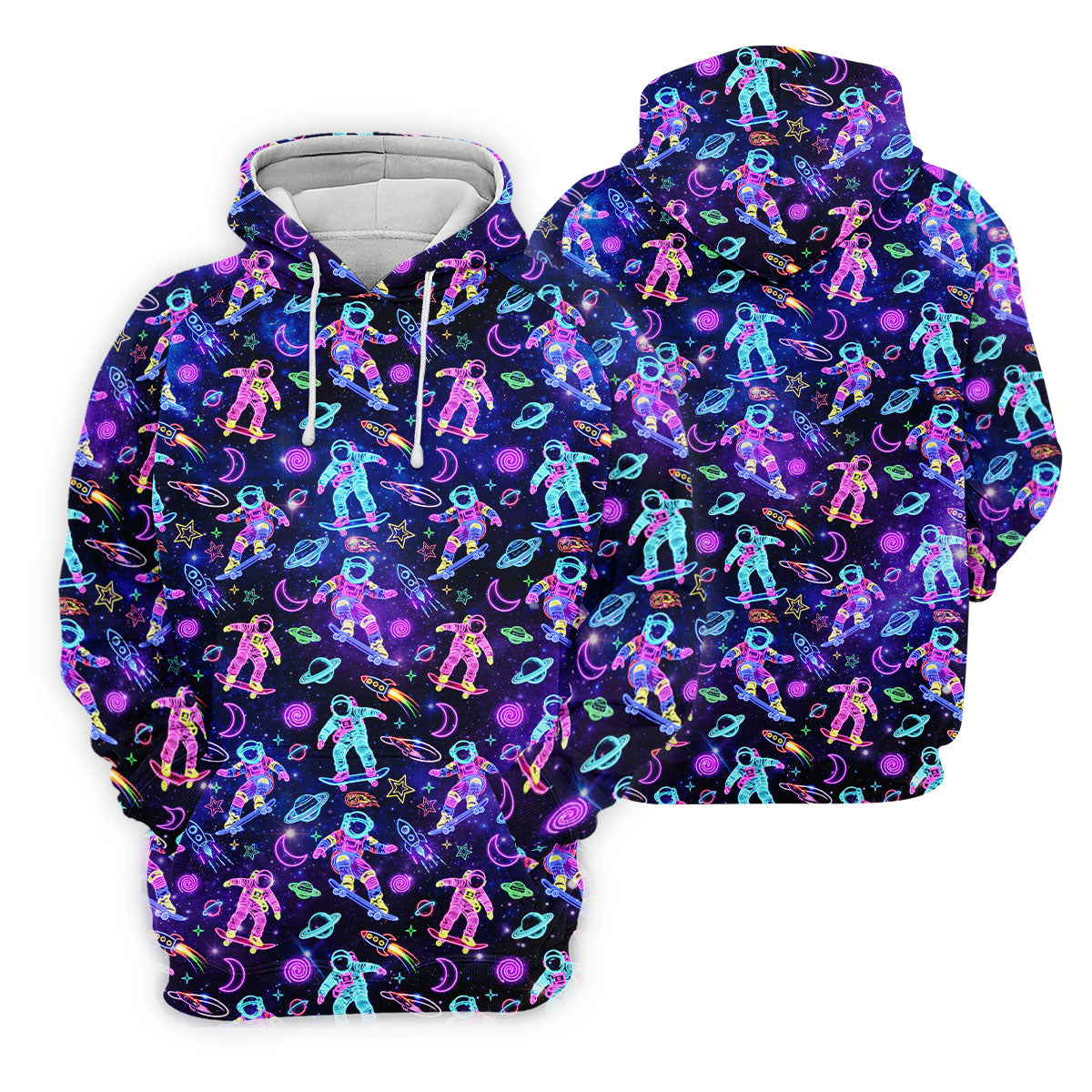 Neon Astronaut Skateboarding Galaxy Polo Shirt, Women’s Golf Polo, Golf Shirts For Women, Printed Golf Shirt