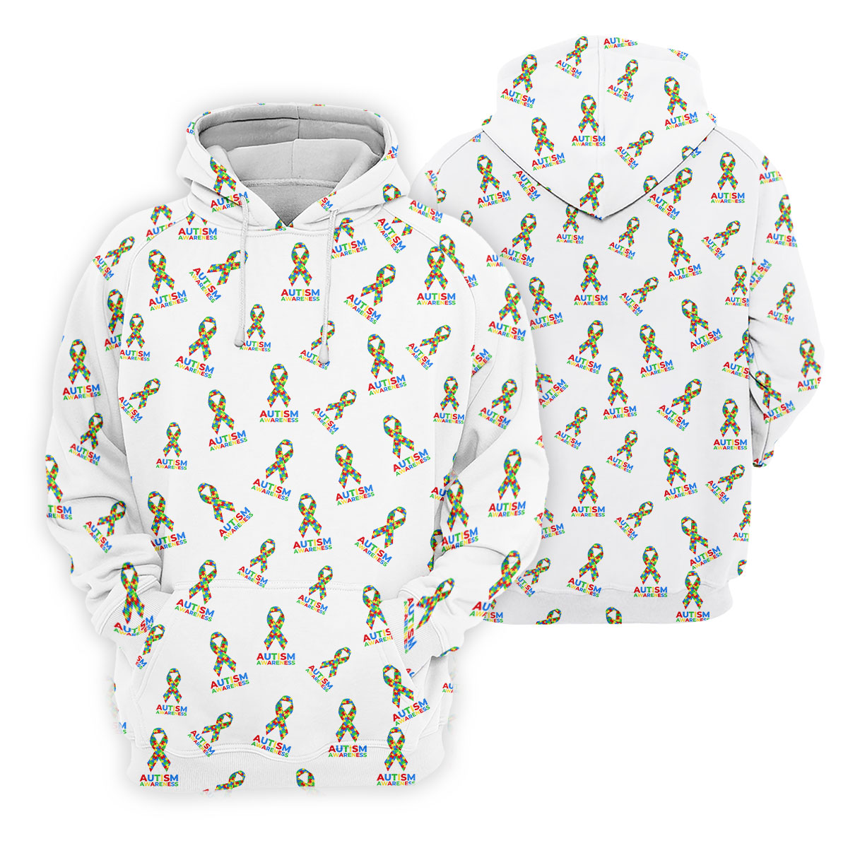 Autism Awareness Colors Autism Ribbon White Golf Shirt, Golf Tops For Men, Golf Shirts For Men