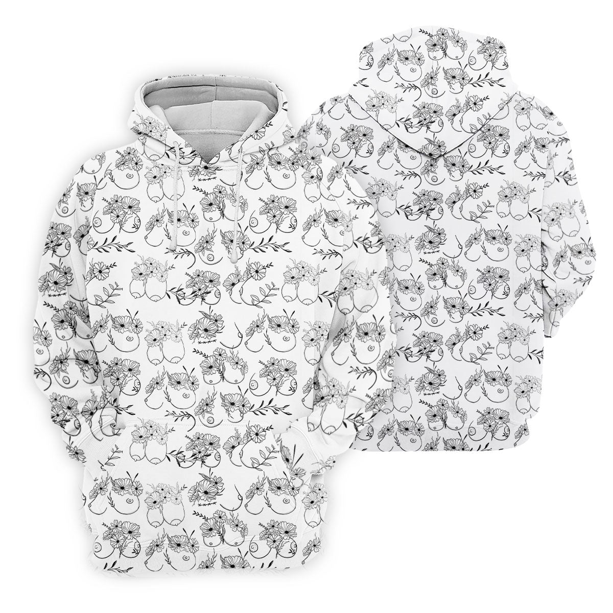 Floral Boobs Line Art Golf Polo Shirt, Women's Golf Shirts, Golf Apparel For Women