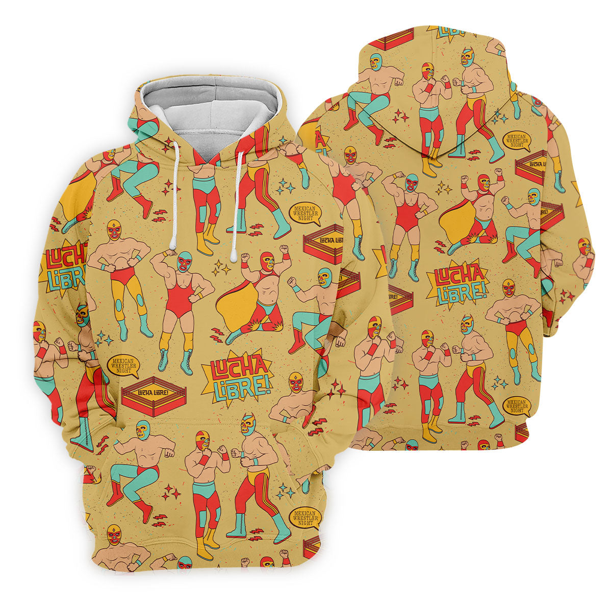 Yellow Lucha Libre Mexican Wrestler Pattern Golf Shirt, Hawaiian Golf Shirt, Ladies Golf Tops