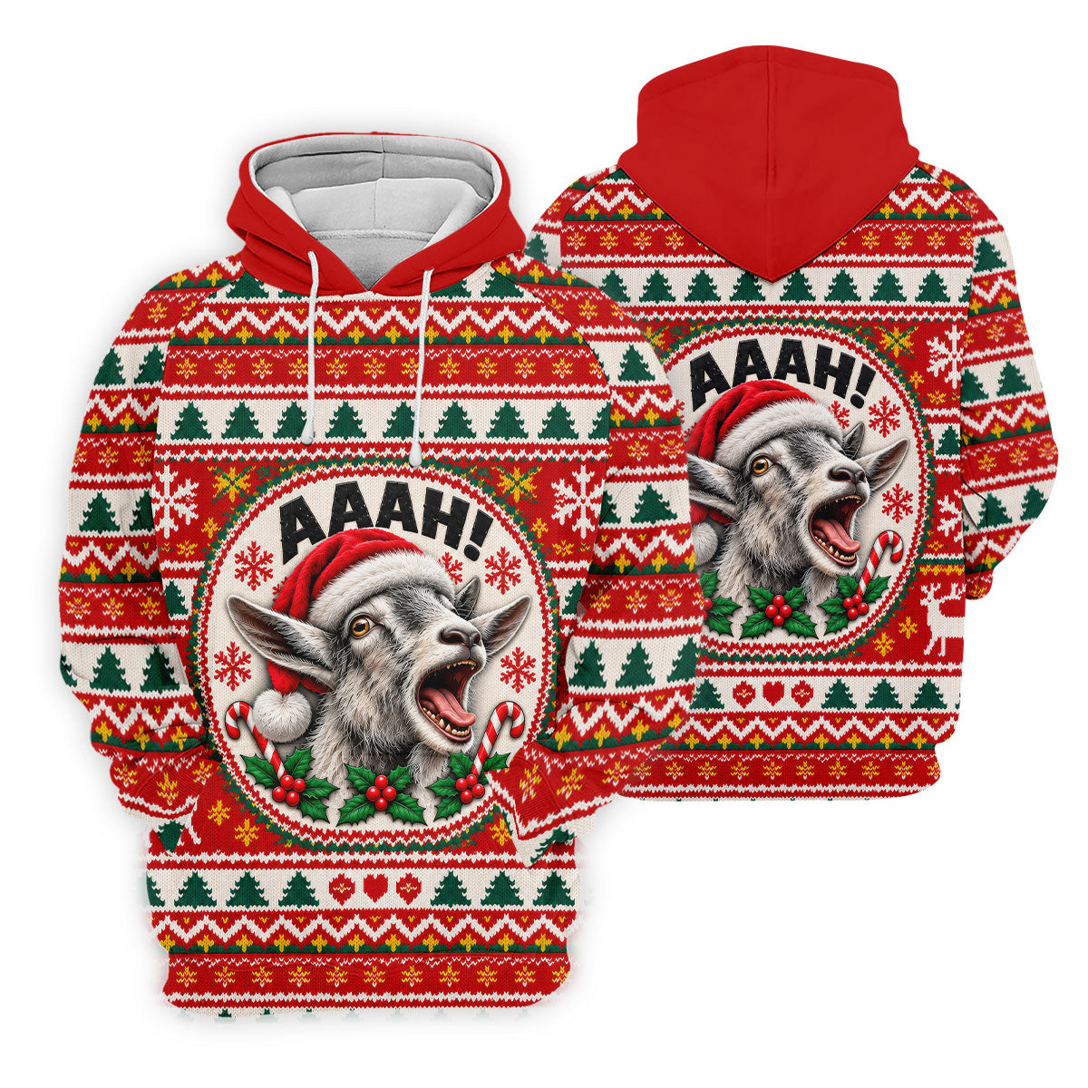 Funny Screaming Goat Christmas Golf Shirt, Golf Shirts For Men, Mens Golf Apparel