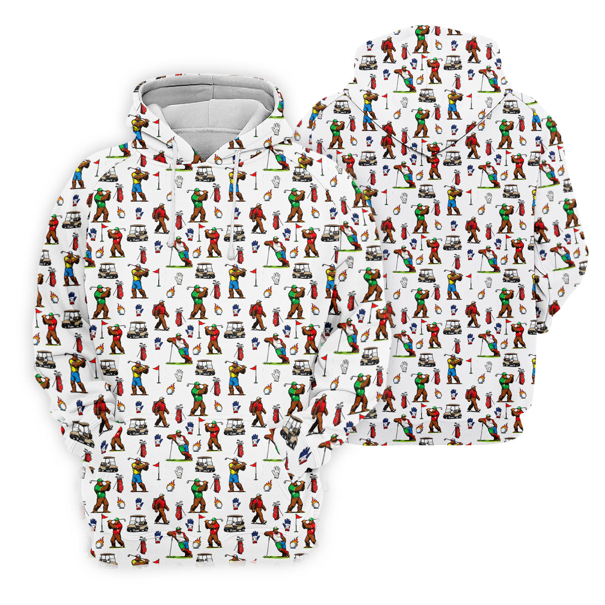 Bigfoot Golfer Pattern Women's Golf Tops, Golf Shirts For Women, Performance Golf Shirt