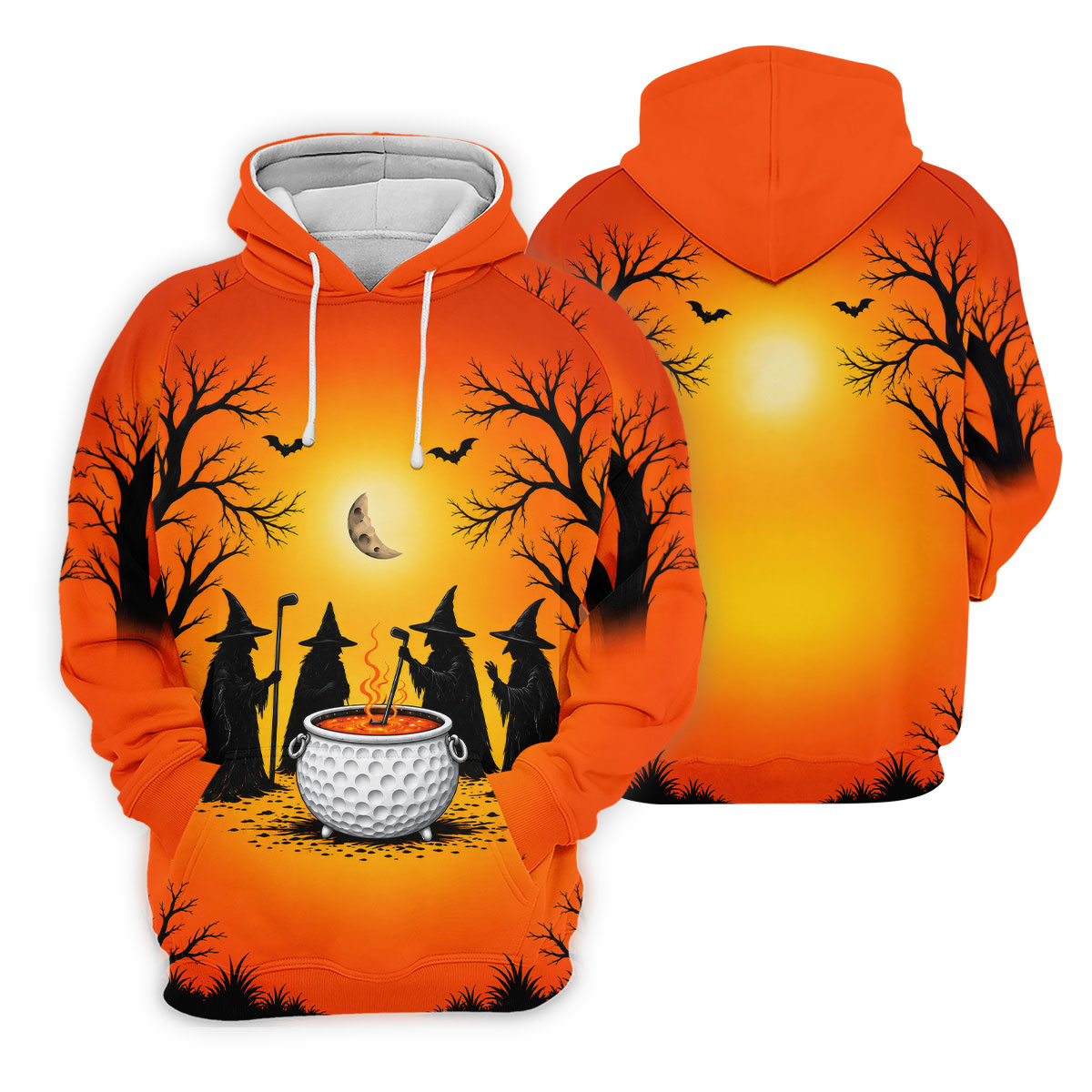 Witch Cauldron Halloween Golf Polo Shirt, Halloween Shirts For Men, Mens Golf Polo