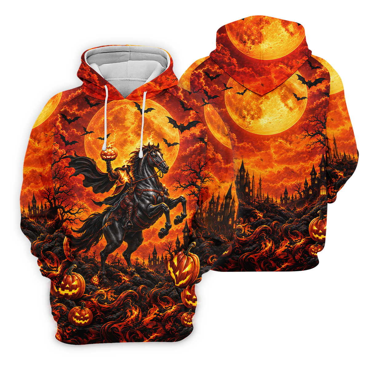 Fire Moon Rider Halloween Horror Character Polo Shirt, Golf Polo, Golf Shirts For Women