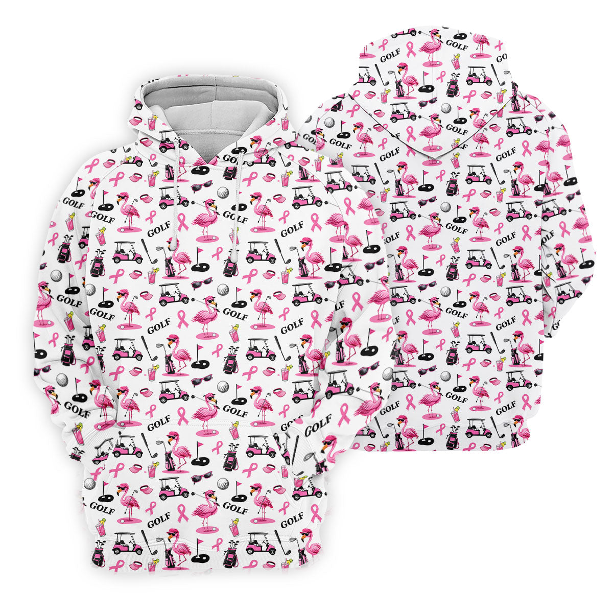 Pink Flamingo Golf Breast Cancer Polo Shirt, Golf Tops For Women, Ladies Golf Shirts