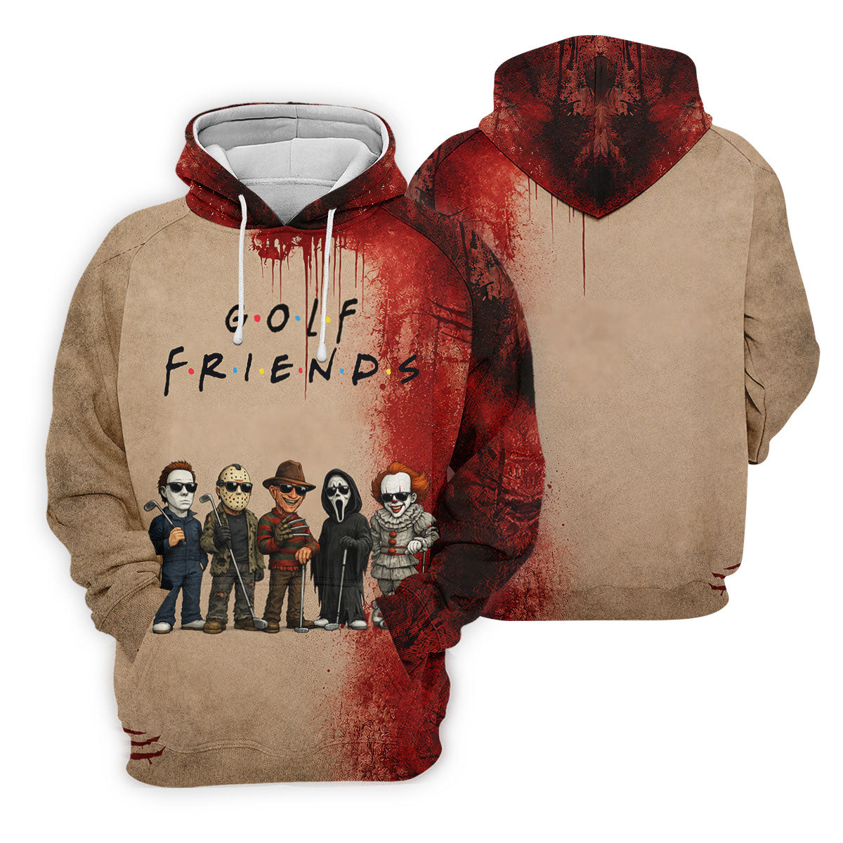 Golf Friends Horror Character Halloween Polo Shirt, Golf Shirts For Men, Mens Golf Apparel