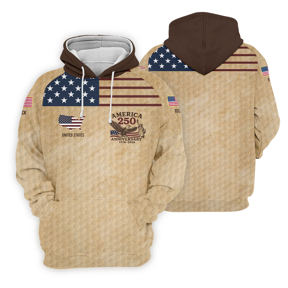 America 250 US Flag Pattern Retro Golf Shirt, Patriotic 4th Of July Golf Shirt For Women