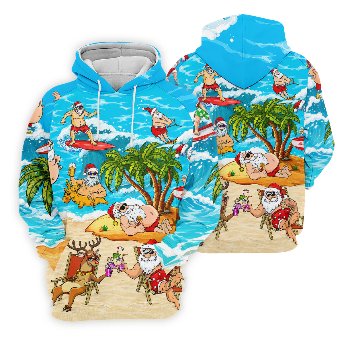 Funny Santa Beach Party Men's Golf Shirt, Christmas Golf Shirt, Golf Apparel For Men