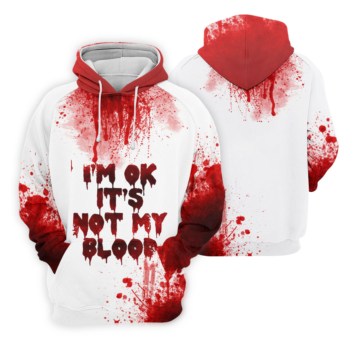 It's OK It's Not My Blood Halloween Blood Splatter Golf Tops For Men, Horror Blood Polo ShirtFor Men
