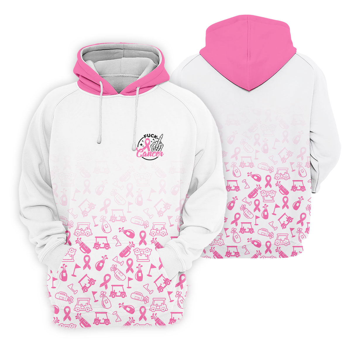 Fuck Cancer Pink Ribbon Breast Cancer Polo Shirt, Ladies Golf Top, Women’s Golf Apparel