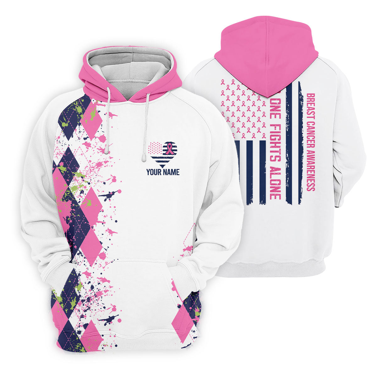 Custom No One Fights Alone Breast Cancer Shirt, Golf Polo Shirts For Men, Mens Golf Shirts