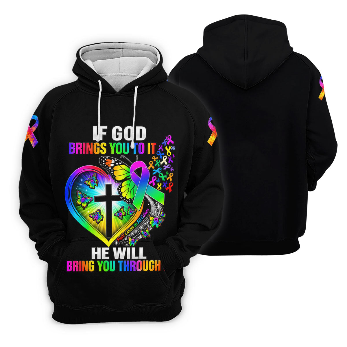 If God Brings You To It Butterfly Cancer Polo Shirt, Mens Golf Polo, Men's Golf Shirt