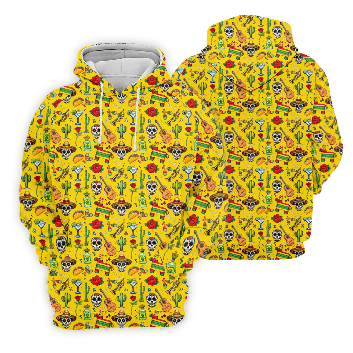 Decorated Skulls Party Items Cinco De Mayo Celebration Fiesta Themed Yellow Golf Shirt For Women