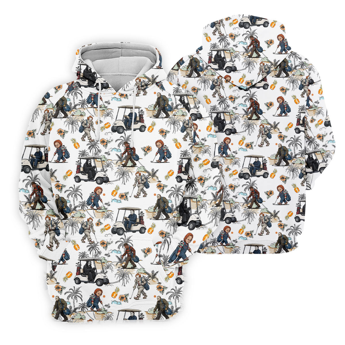 Golfing Horror Character Halloween Golf Shirt, Golf Polo Shirts For Men, Printed Golf Shirts