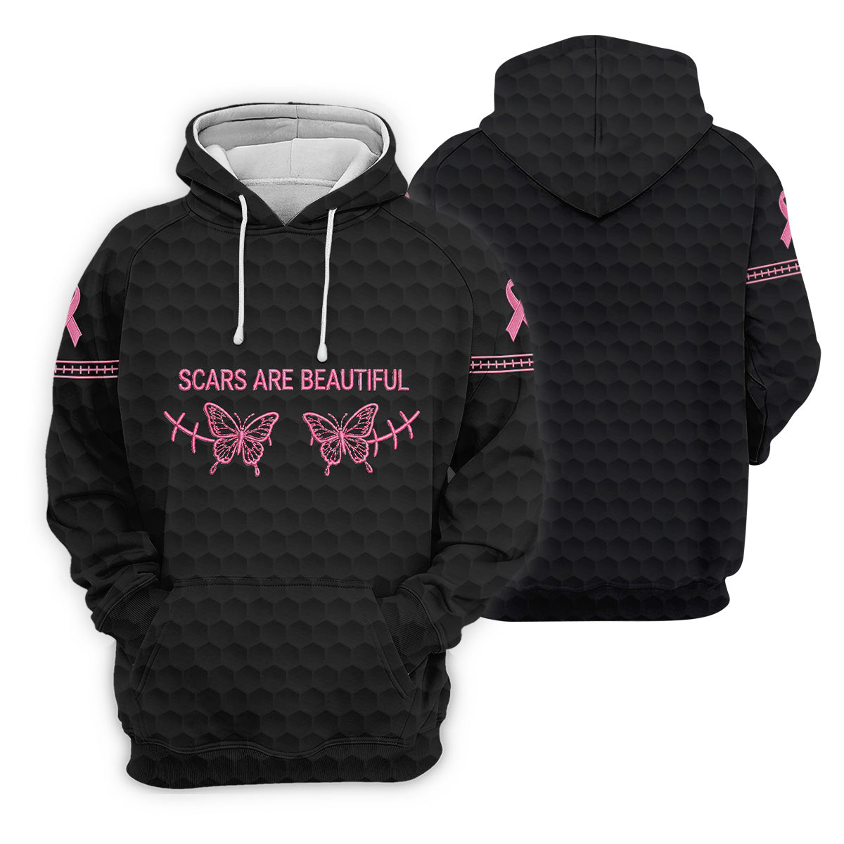 Scars Are Beautiful Ribbon Breast Cancer Polo Shirt, Womens Golf Tops, Ladies Golf Shirts