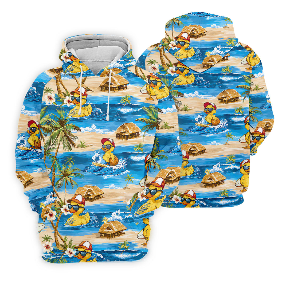 Funny Duck Hawaiian Golf Shirt, Summer Ocean Women's Golf Tops, Ladies Golf Shirts