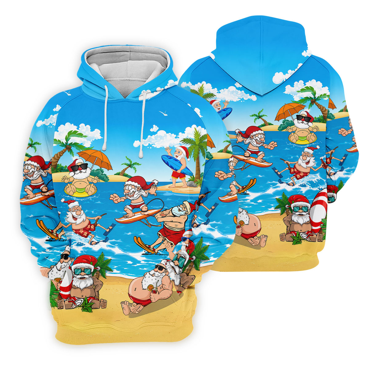 Santa Claus Surfing Summer Beach Party Golf Shirt, Xmas In July Mens Golf Polo, Christmas Golf Shirts