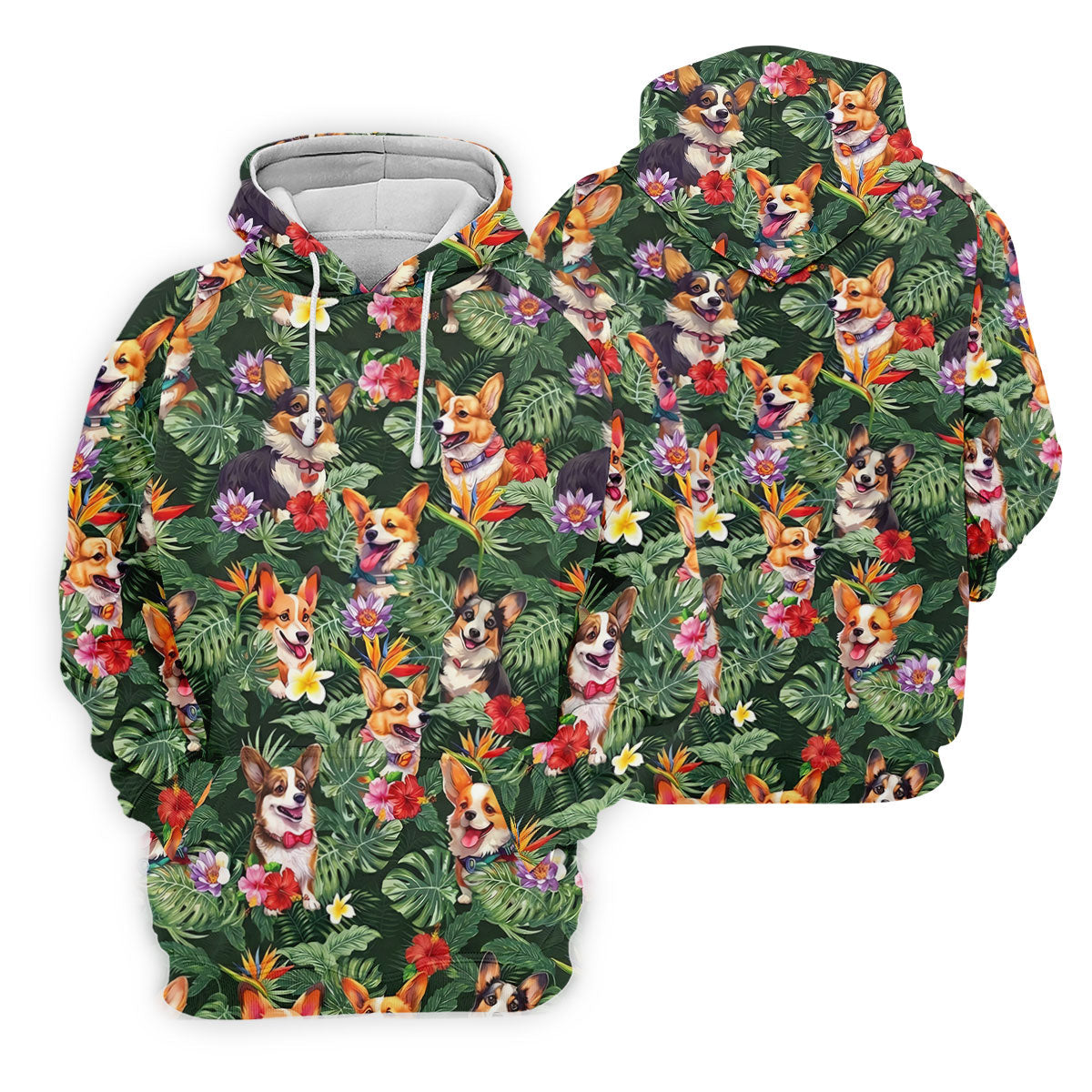 Tropical Corgi Dog Hawaiian Golf Polo Shirt, Golf Shirts For Women, Women's Golf Apparel