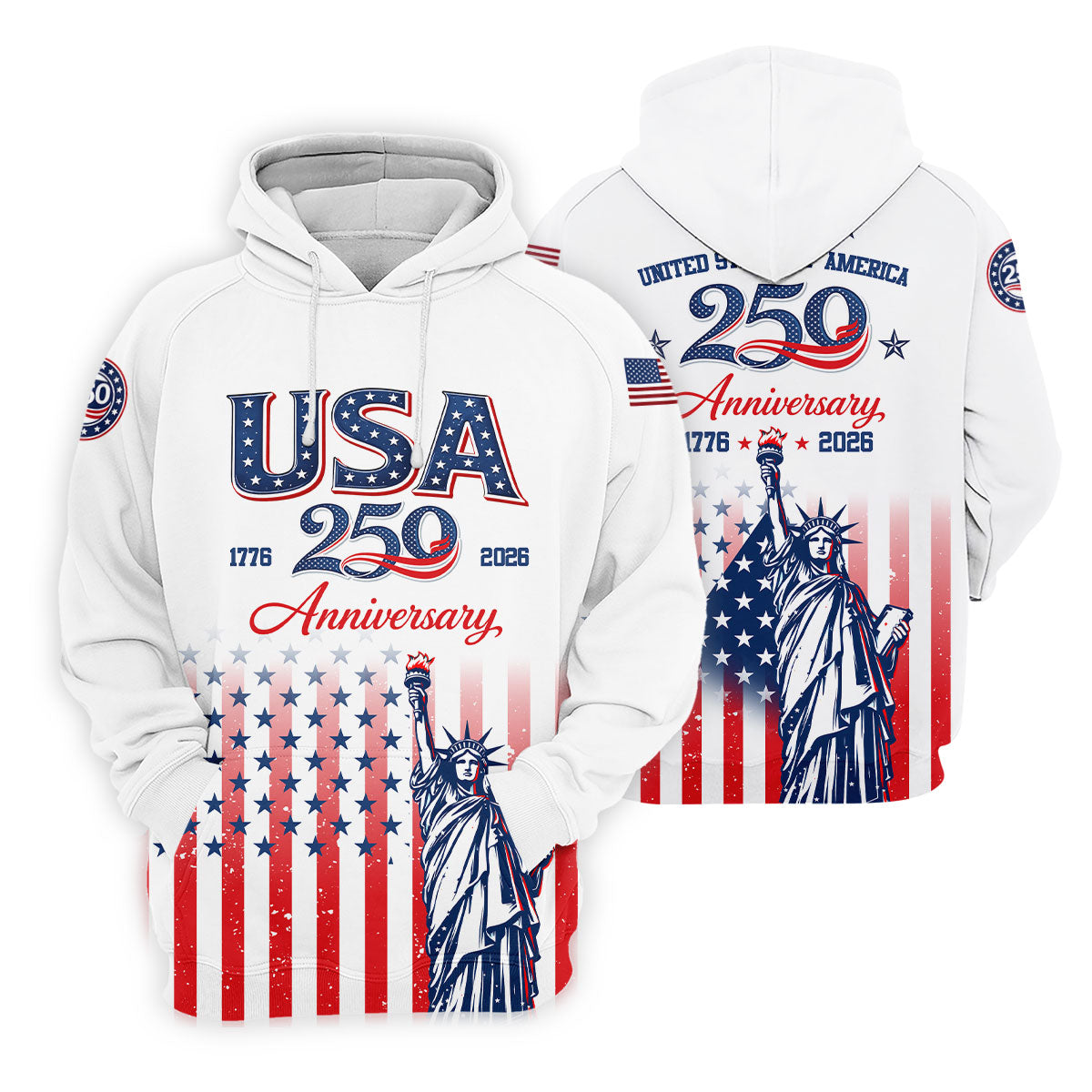 250 Anniversary Statue Of Liberty US Flag Golf Shirt, Patriotic 4th Of July Golf Shirts For Men