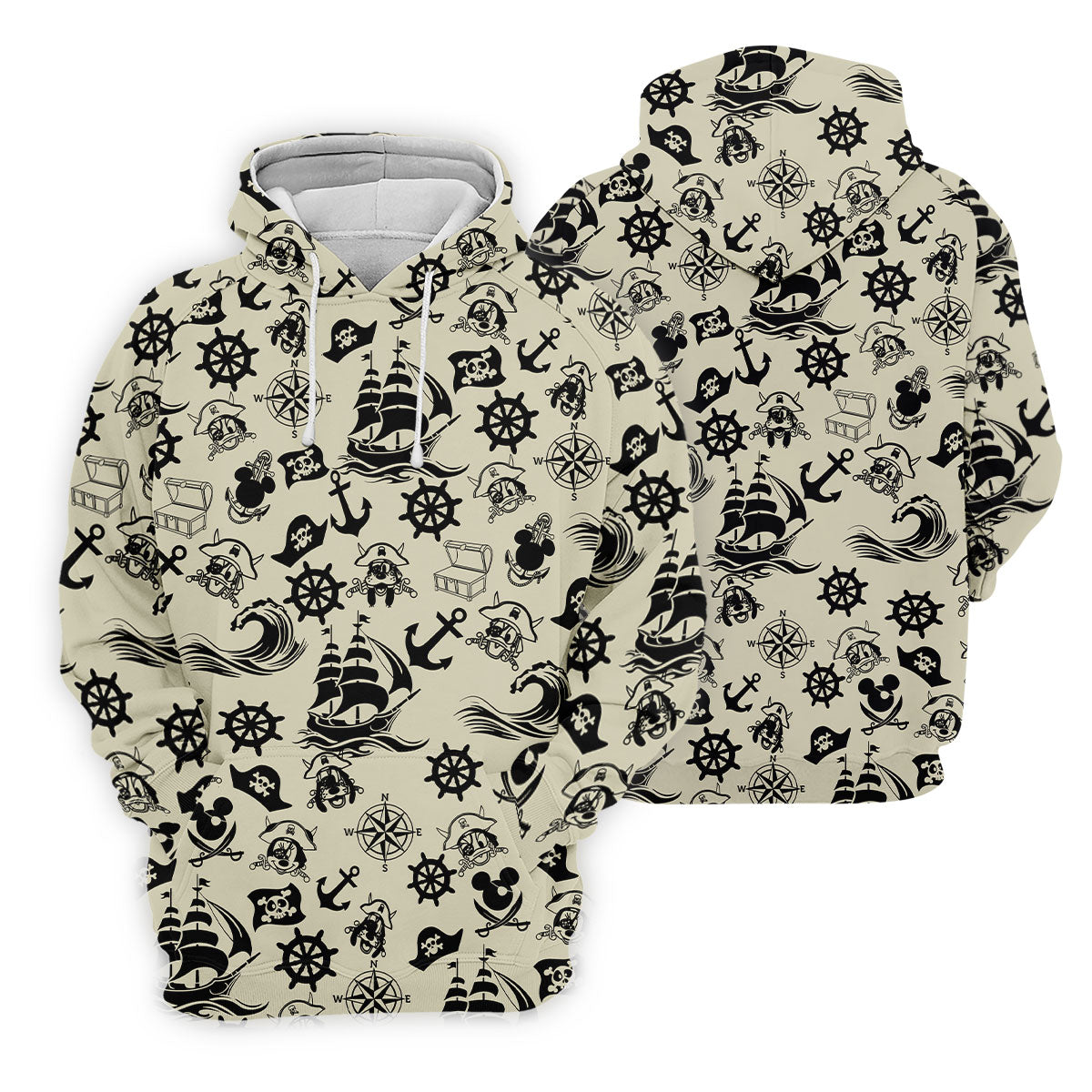 Vintage Pirate Nautical Pattern Golf Polo Shirt, Hawaiian Golf Shirt, Golf Polo Shirts For Men