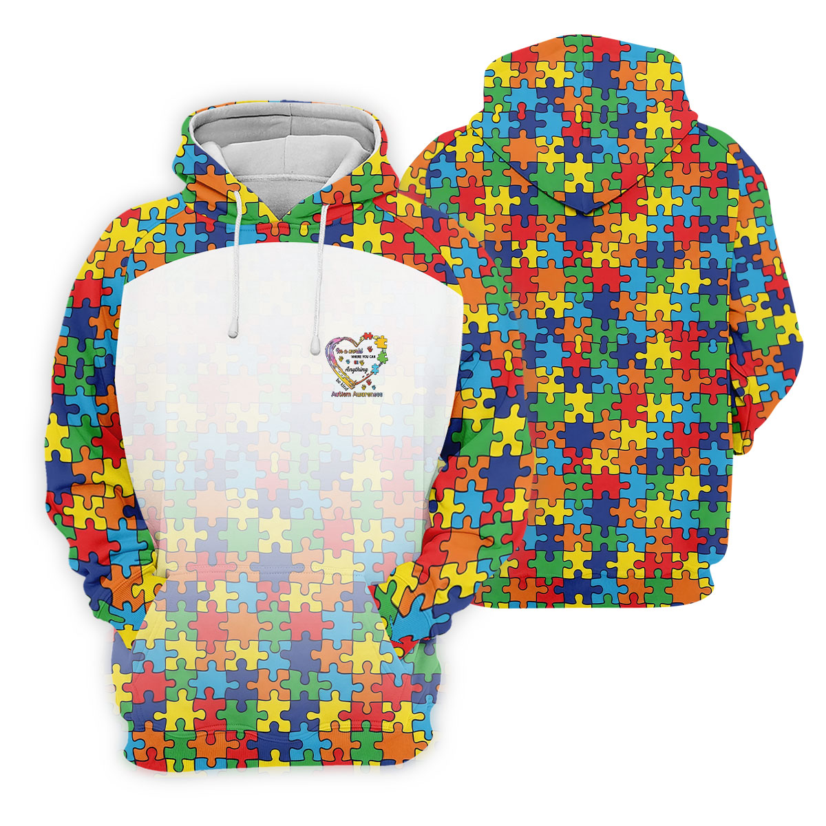 In A World Where You Can Be Anything Be Kind Autism Awareness Puzzle Pattern White Fade Women's Golf Tops