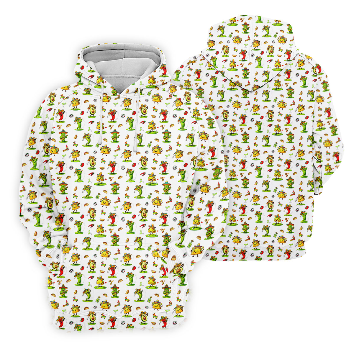 Mexican Cartoon Food Characters Cinco De Mayo Celebration Fiesta Themed White Golf Shirt For Women