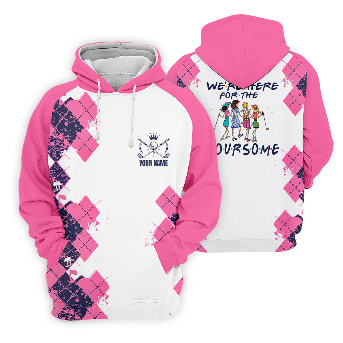 Personalized Pink Paint Splash Golf Shirt, Women's Golf Tops, Golf Shirts For Women
