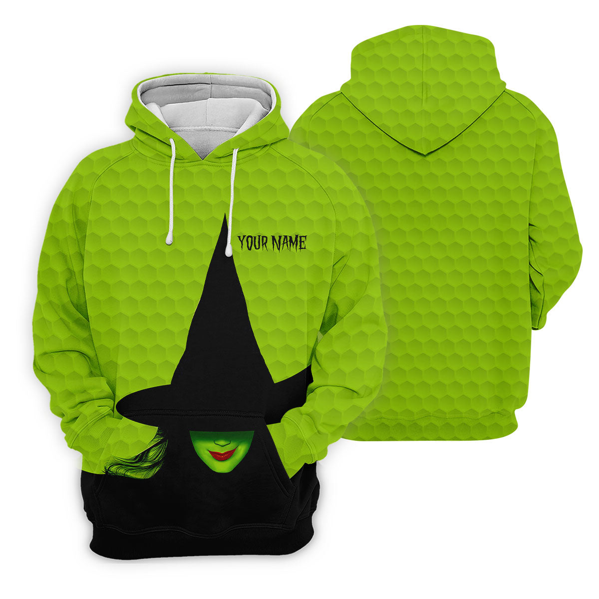 The Green Witch Golf Ball Pattern Fun Women's Golf Shirts, Spooky Vibe Ladies Golf Polos, Halloween Golf Shirt