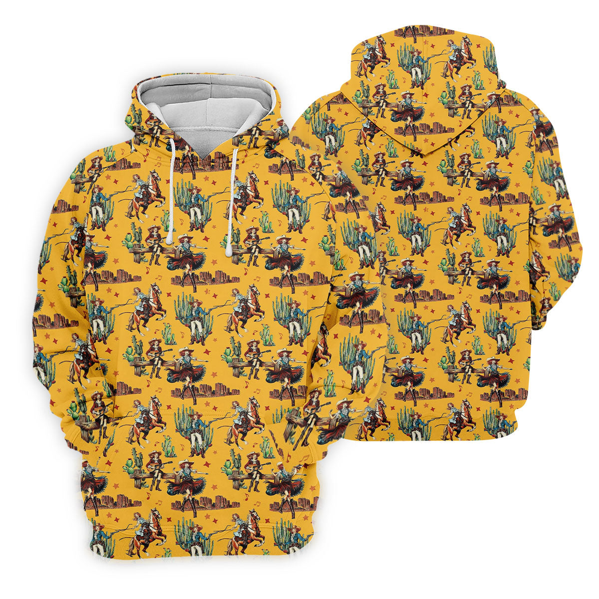 Yellow Cowboy Rodeo Desert Western Hawaiian Golf Shirt, Men's Golf Shirt, Golf Polo Shirts For Men