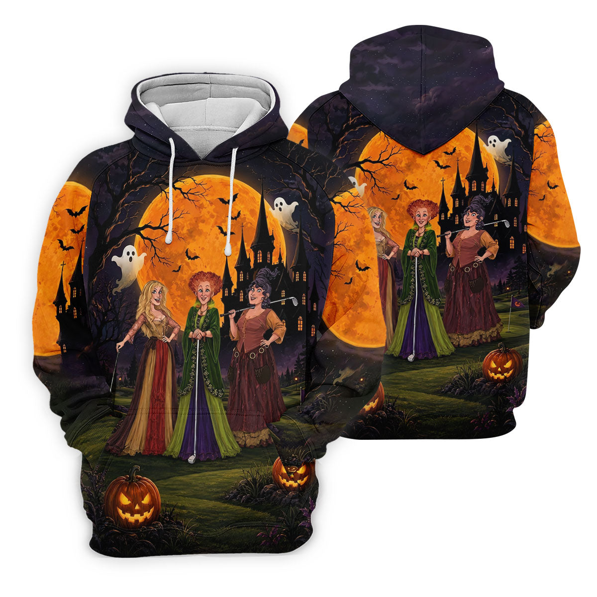 Three Witches Horror Character Golf Polo Shirt, Halloween Shirt, Golf Shirts For Men