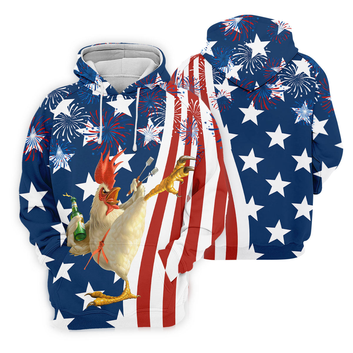 Funny Rooster Red White Blue 4th Of July Golf Shirt, 250 Years Golf Shirts For Men