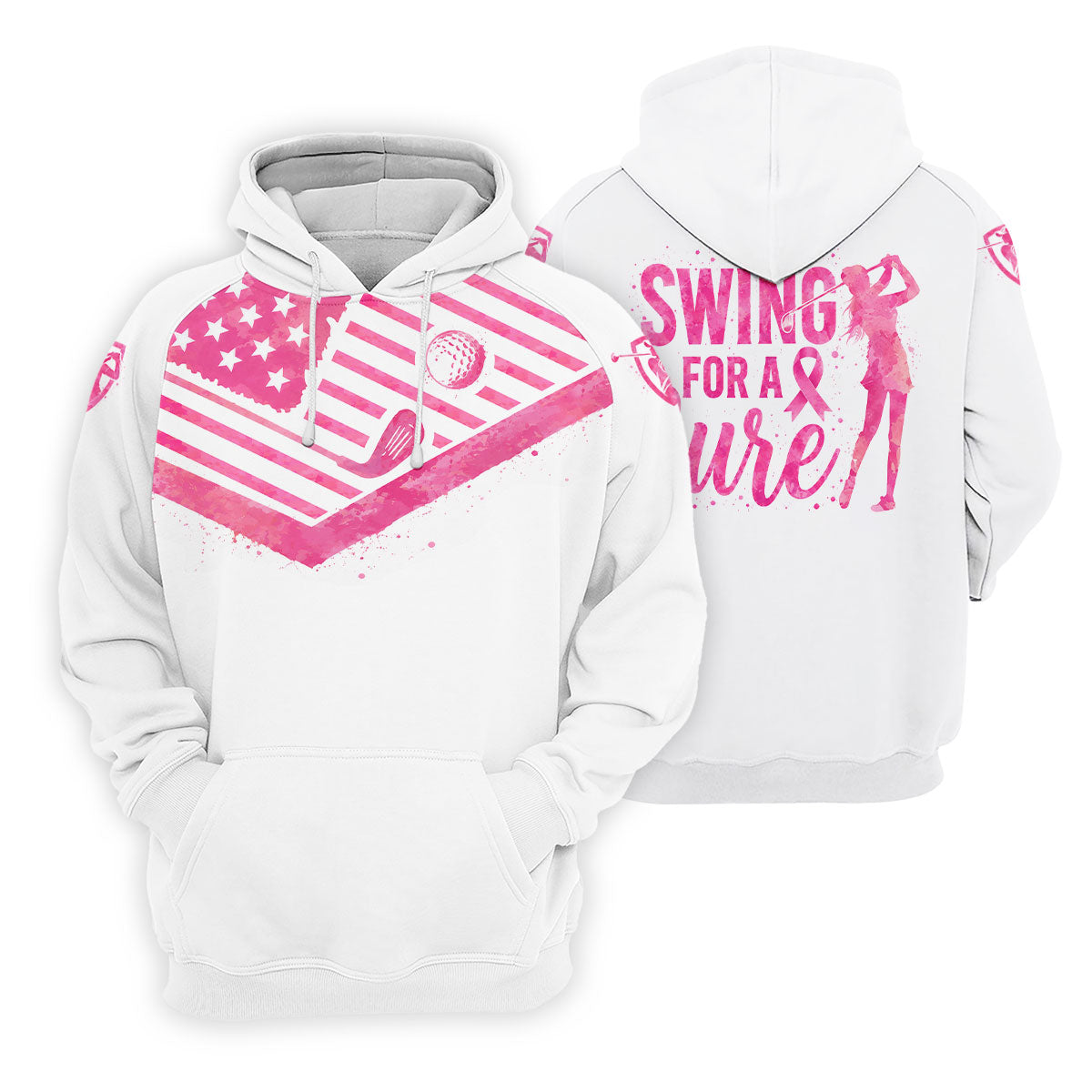 Swing For A Cure Pink Flag Breast Cancer Polo Shirt, Women’s Golf Polo, Ladies Golf Shirts