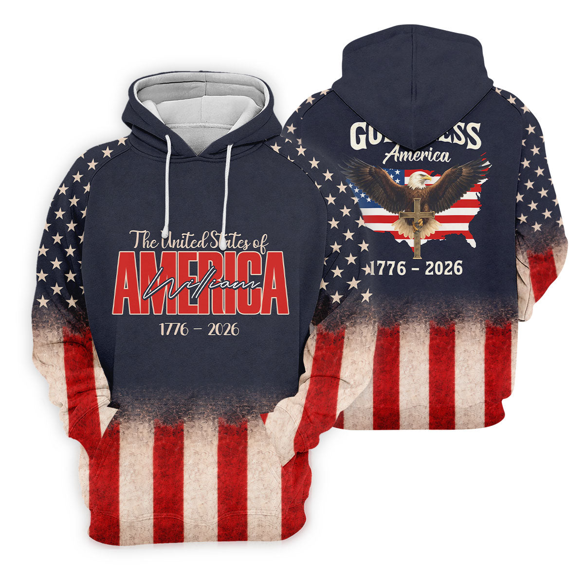 God Bless America Faith Cross Bald Eagle Patriotic Golf Shirt, 250 Years Golf Shirts For Men