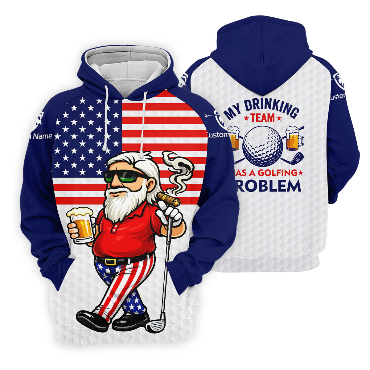 My Drinking Team Has A Golfing Problem Patriotic Man Golf And Beer 250 Years 4th Of July Golf Shirts For Men