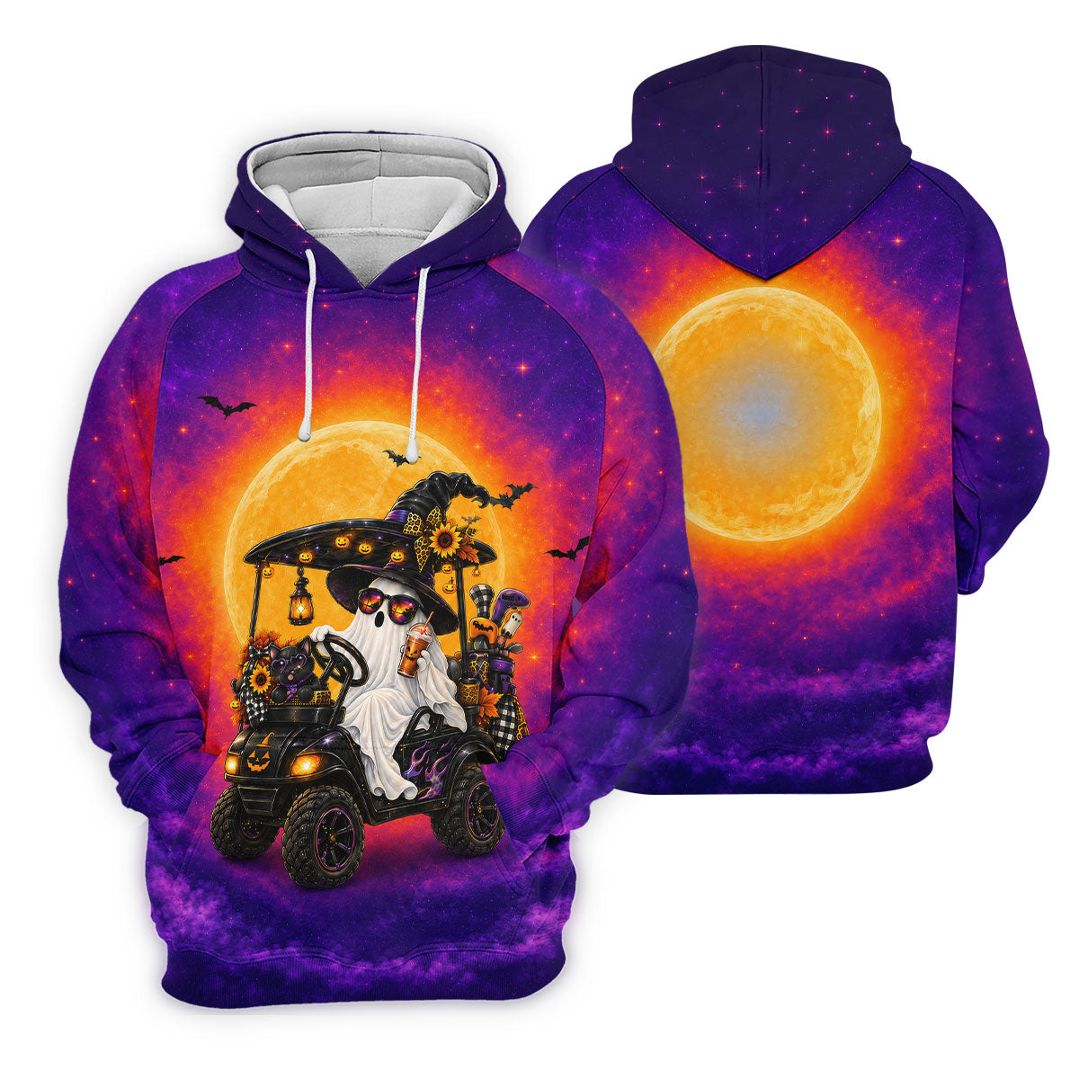 Funny Halloween Ghost Golf Cart Polo Shirt, Polo Shirts For Men, Mens Golf Shirts