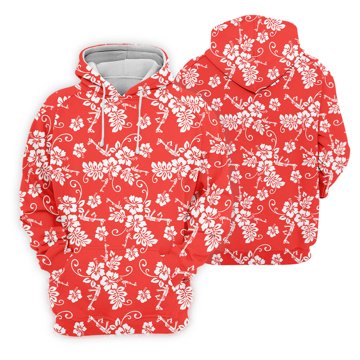 Tropical Flower Red Golf Shirt, Hawaiian Golf Shirt, Polo Shirts For Men, Golf Shirts For Men