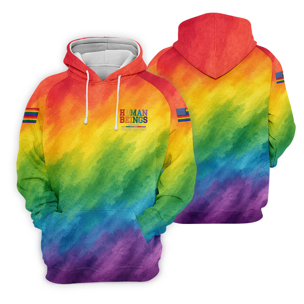Human Beings LGBT Rainbow Women's Golf Tops, LGBT Pride Month Gradient Watercolor Ladies Golf Shirts